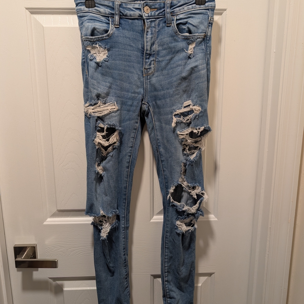 American Eagle Outfitters Light Blue Ripped Skinny Jeans